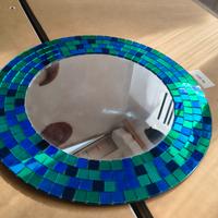 Specchio con mosaico blu e verde - 50 cm