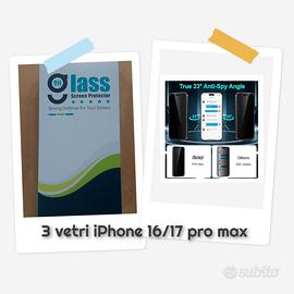 3 vetri temperati antispy iPhone 16 17 pro max