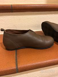 Scarpe donna pelle tortora-marrone