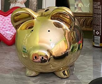 Salvadanaio a forma di porcellino dorato, grande
