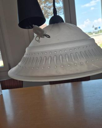 Lampadario sospensione vetro satinato vintage