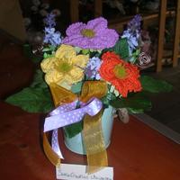 Fiori uncinetto - tre margherite colori misti