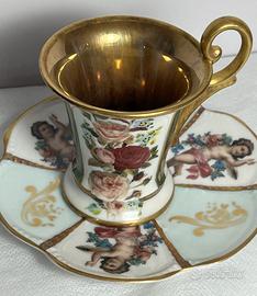 Tazzina e piattino in porcellana di Limoges