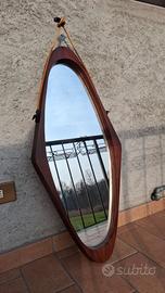 Specchio Vintage in legno ovale da parete 