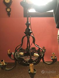 lampadario vintage ferro battuto