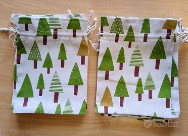 Sacchettini regali natalizi cotone 