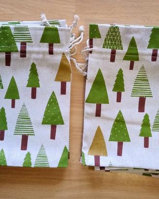 Sacchettini regali natalizi cotone 