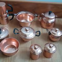 Set di pentoline in rame anni 60