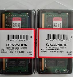 2x RAM DDR4 16Gb Kingston Sodimm DDR 4 16 Gb 3200