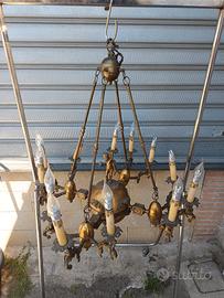 Lampadario antico ottone 