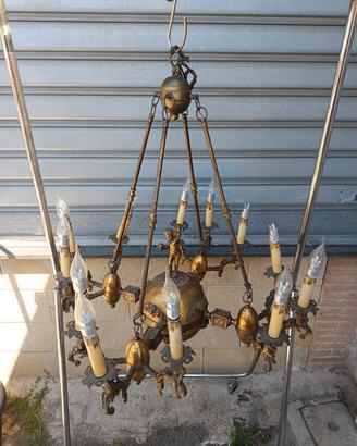 Lampadario antico ottone 