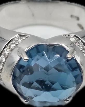 ANELLO ORO TOPAZIO DIAMANTI