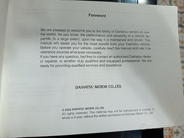 Daihatsu Copen libretto uso e manutenzione 