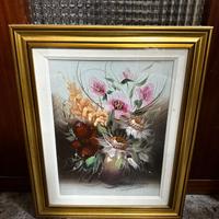 Quadro floreale dipinto a mano olio su tela