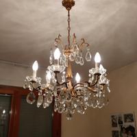 Lampadario antico cristallo, con gocce,