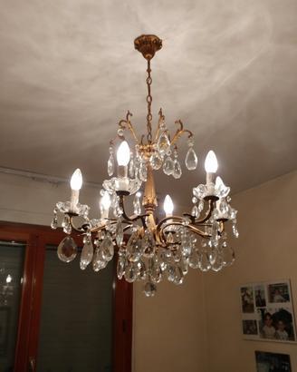 Lampadario antico cristallo, con gocce,