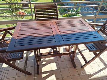 Tavolo da esterno allungabile in Teck con 4 sedie