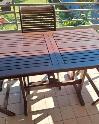 Tavolo da esterno allungabile in Teck con 4 sedie