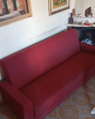 Splendido divano letto in cotone rosso