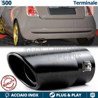 TERMINALE di Scarico OVALE per FIAT 500 Inox NERO