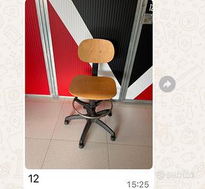 Sedia industriale vintage regolabile girevole