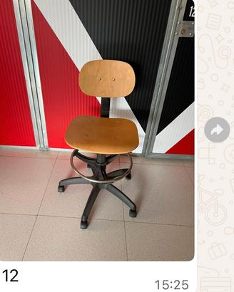 Sedia industriale vintage regolabile girevole