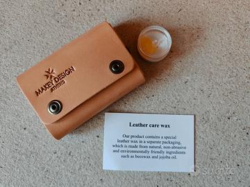 Makey portafoglio in vera pelle beige compatto