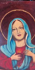 Quadro Madonna Delle Lacrime Fine Anni 1950. Olio 