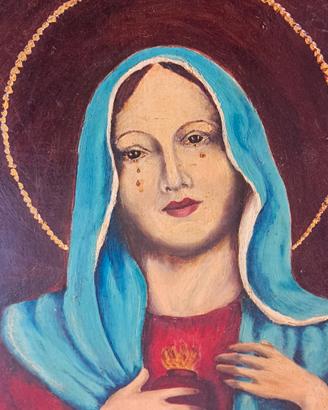 Quadro Madonna Delle Lacrime Fine Anni 1950. Olio 