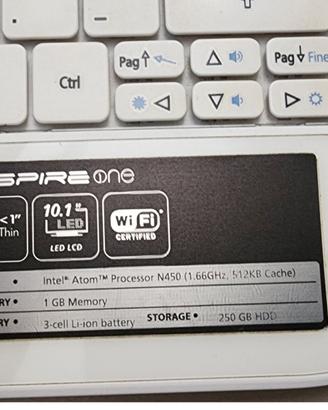 Acer Aspire one series nav 50 Intel Atom 10.1 "