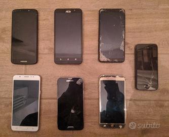 Lotto di 7 telefoni rotti: Samsung, iPhone, Xiaomi