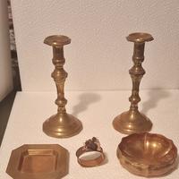 set in ottone: candelabri,svuotatasche,portatovag