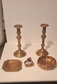 set in ottone: candelabri,svuotatasche,portatovag