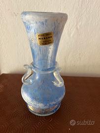 Vaso vetro di murano azzurro
