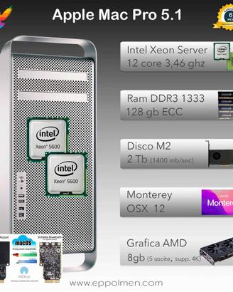Apple Mac Pro 12 core 2012 Ram 128 gb  Monterey