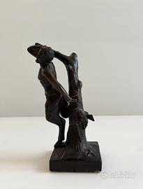 Scultura in bronzo "Fauno imprigionato" metà XX se