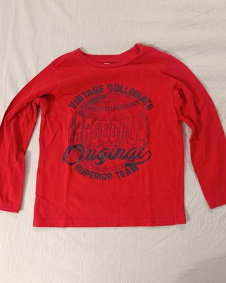 Maglia rossa baseball “Vintage Collegiate” maniche