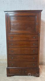 Settimino a ribalta in legno massello d'epoca