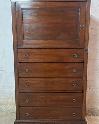 Settimino a ribalta in legno massello d'epoca