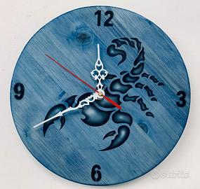 Orologio artigianale da parete in legno, blu