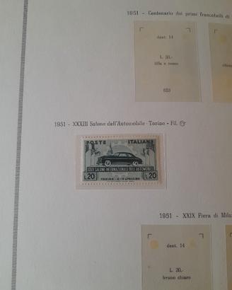 FRANCOBOLLO "XXXIII salone automobile Torino" 1951