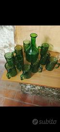 Set vintage in vetro verde