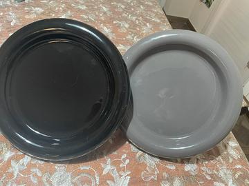 2Piatti/portaoggetti decorativi nero e grigio