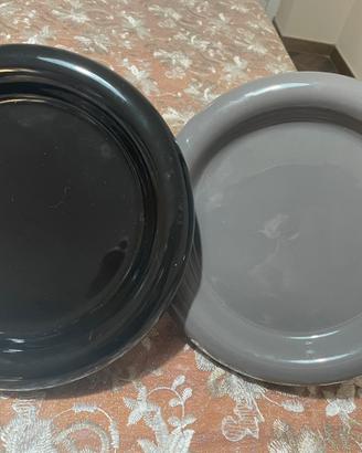 2Piatti/portaoggetti decorativi nero e grigio