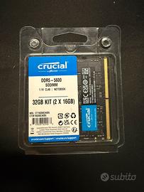 Kit 32GB (16x2) RAM DDR5 sodimm 5600Mhz