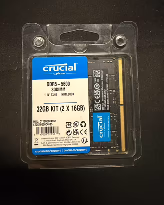 Kit 32GB (16x2) RAM DDR5 sodimm 5600Mhz