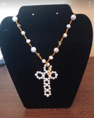 Collana croce uncinetto 