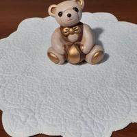 Orsetto THUN Ceramica Dorato Bomboniera Battesimo