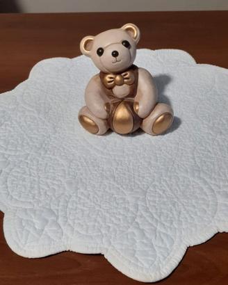 Orsetto THUN Ceramica Dorato Bomboniera Battesimo