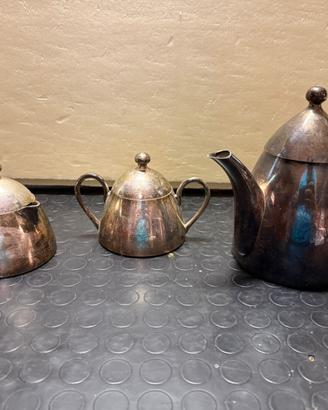 Servizio da tè/caffè vintage in metallo argentato